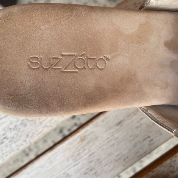 Beige Studded Open-Toe Suede Clogs Suzzato Women's Size 9 - Picture 6 of 9